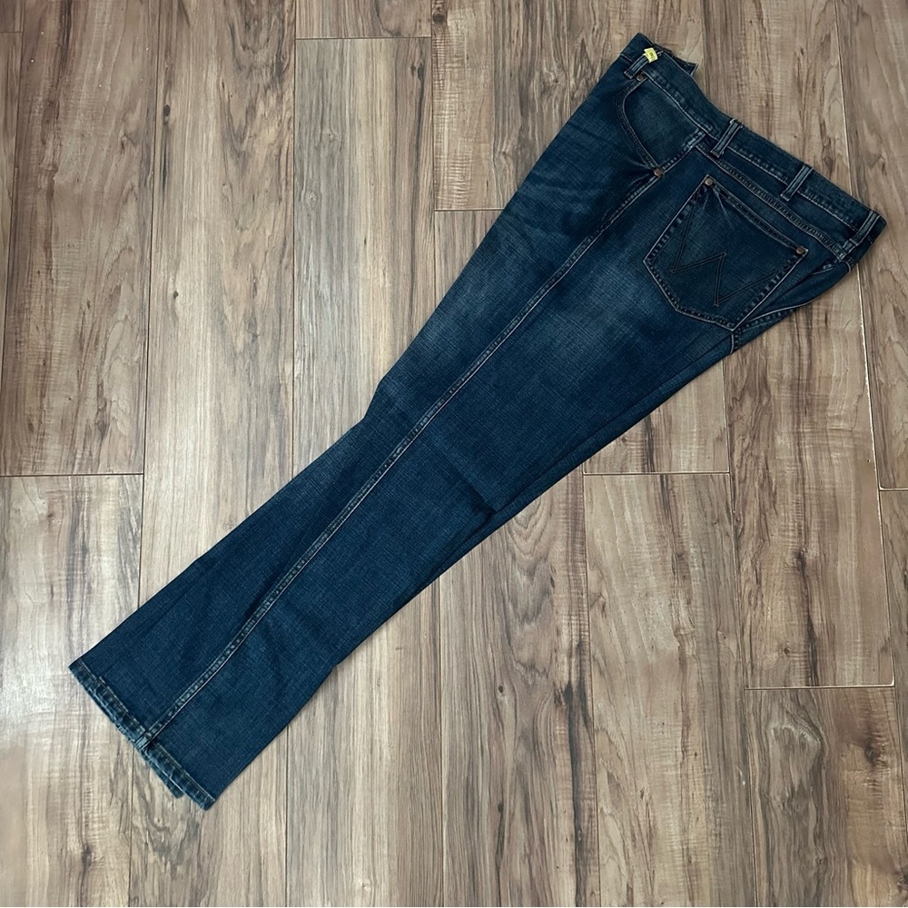 Starched Wrangler Retro Men's Indigo Slim Straight Jeans • Size: 36x34 - Picture 5 of 7